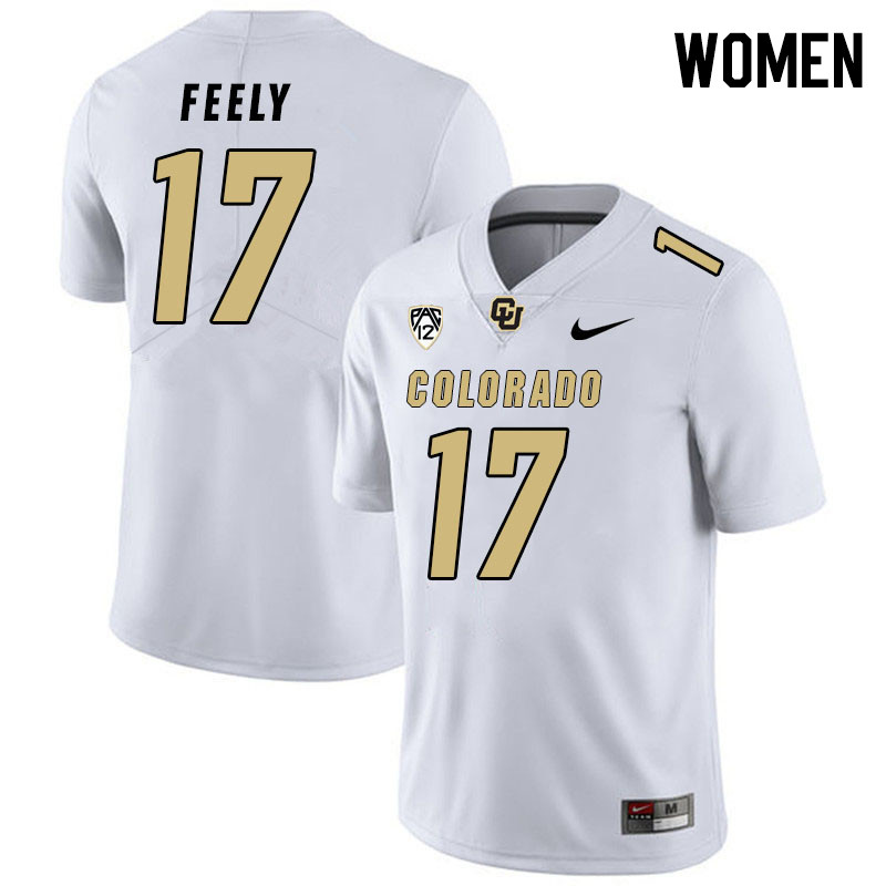 Women #17 Jace Feely Colorado Buffaloes College Football Jerseys Stitched Sale-White